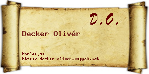 Decker Olivér névjegykártya